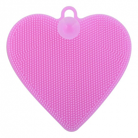 Силиконовая щетка для мытья посуды, овощей и фруктов МУЛЬТИДОМ Нежное сердце 11x11см - Вид 1